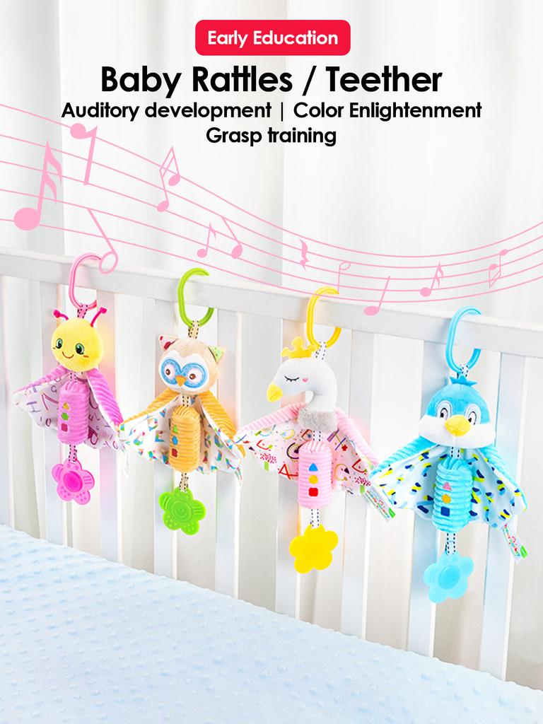 Soft Hanging Rattle Baby Toys for Crib Stroller Brain Development Educational Hand Grip Stuffed Animal Mobile Toy