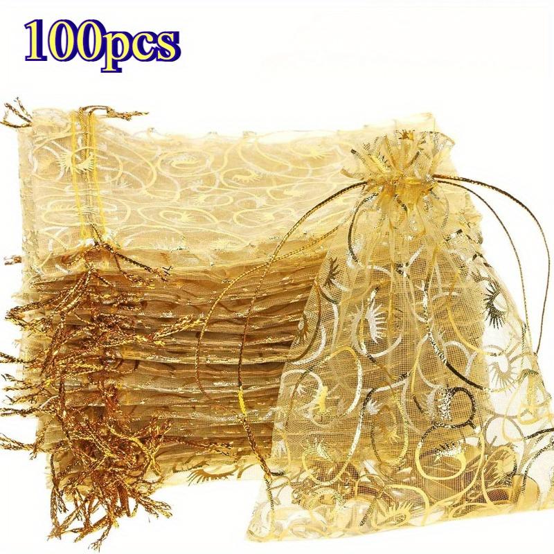 

100 шт. Оргаза Мешочки с кулиской - Свадьба, Подарки на день рождения и Декоративная лента Подарочная упаковка Шифон Маленькие мешочки, Тканевые мешочки as shown