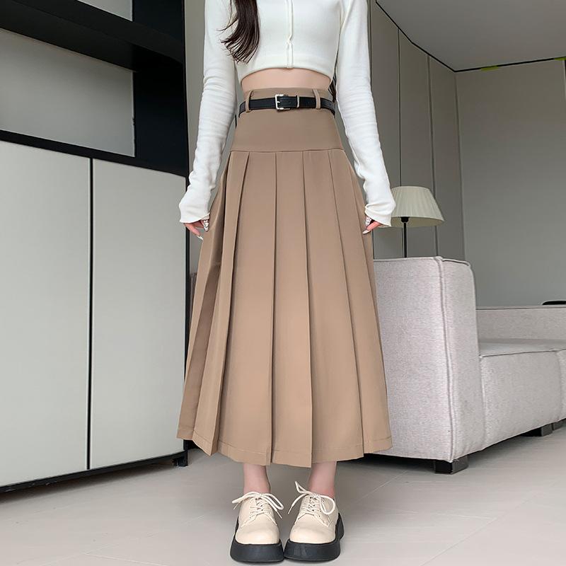 Skirts Women Thicken Pleated Length Solid Simple Classic Graceful Popular Young Stylish Cool Korean Style