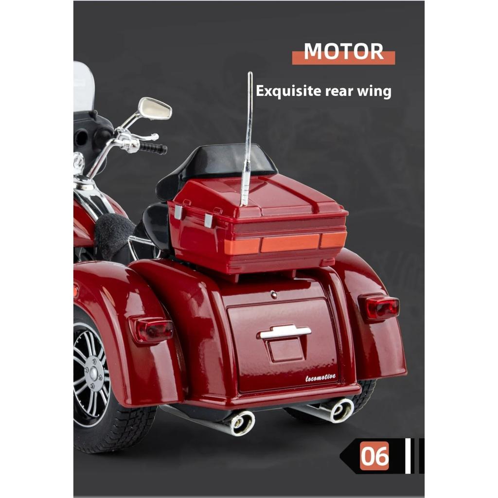 1/9 Scale Harley Davidson TRI GLIDE ULTRA Luxury Tricycle Alloy Diecast Model Motorcycle  Sound & Light  Holiday Gifts for Boyfriend