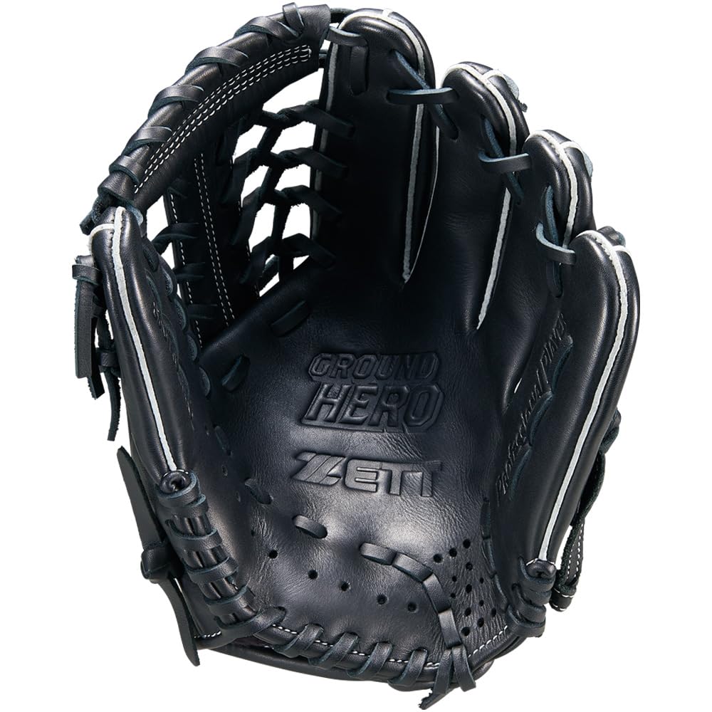 ZETT Youth Softball Glove with Ring Finger Ground Size BJG76264AZ Loop, Hero, All-Around, Black, Right-Handed Throw, M,