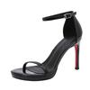Black word with sandals women's summer new celebrity sexy temperament thin heel waterproof table red sole high heels