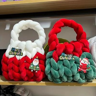 Dámská ležérní taška Ručně tkaná nákupní taška Fashion Měkká kabelka přes rameno Diy kabelka Domácí háčkovaná taška Christmas