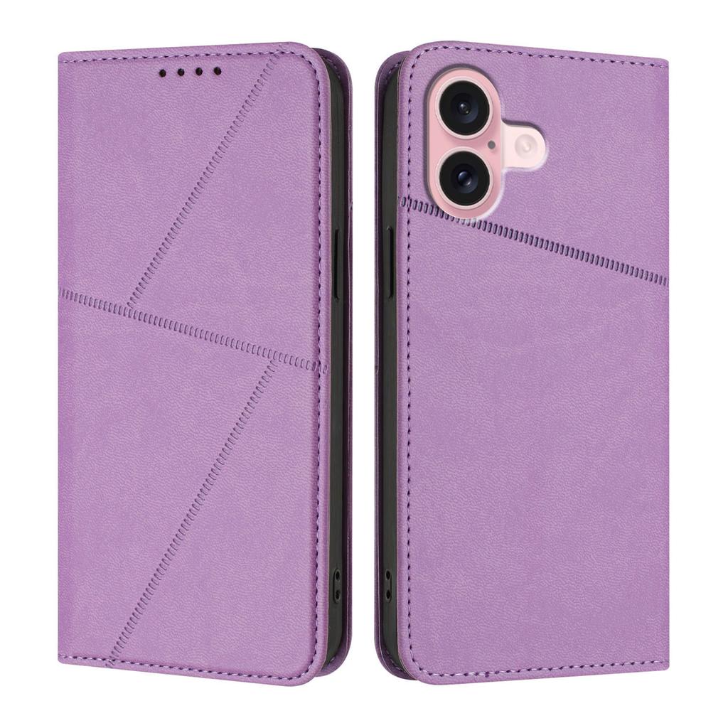 For iPhone 16 Wallet Case Magnetic Closure Leather Flip Phone Cover with Stand