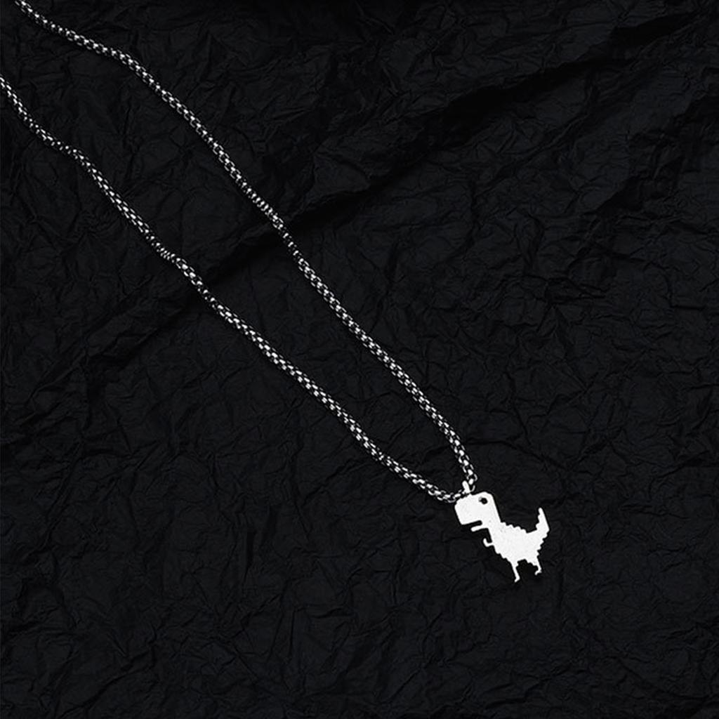 Sweater Chain Choker Necklace Long Chain Punk Dinosaur Pendant Clavicle Chain Choker Necklace for Rapper Unisex Jewelry