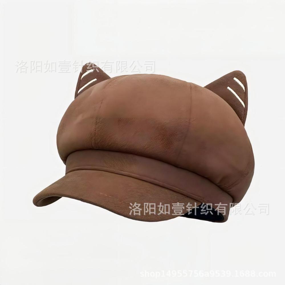 **Women Newsboy Beret Cap Solid Korean British Vintage Visor Face Slimming Hat**