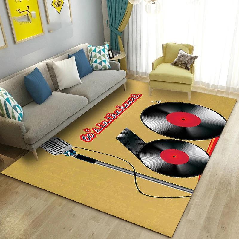 3D Vintage Classical Music Vinyl Record Area Rug Carpet Living Room Decor Bedroom Sofa Carpets Bedside Non-slip Mat Doormat