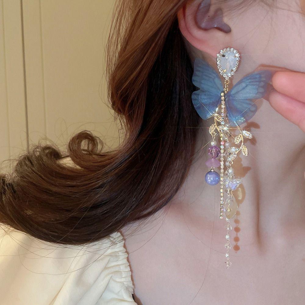 Korean Style Butterfly Drop Earrings Elegant Jewelry Accessories  Women