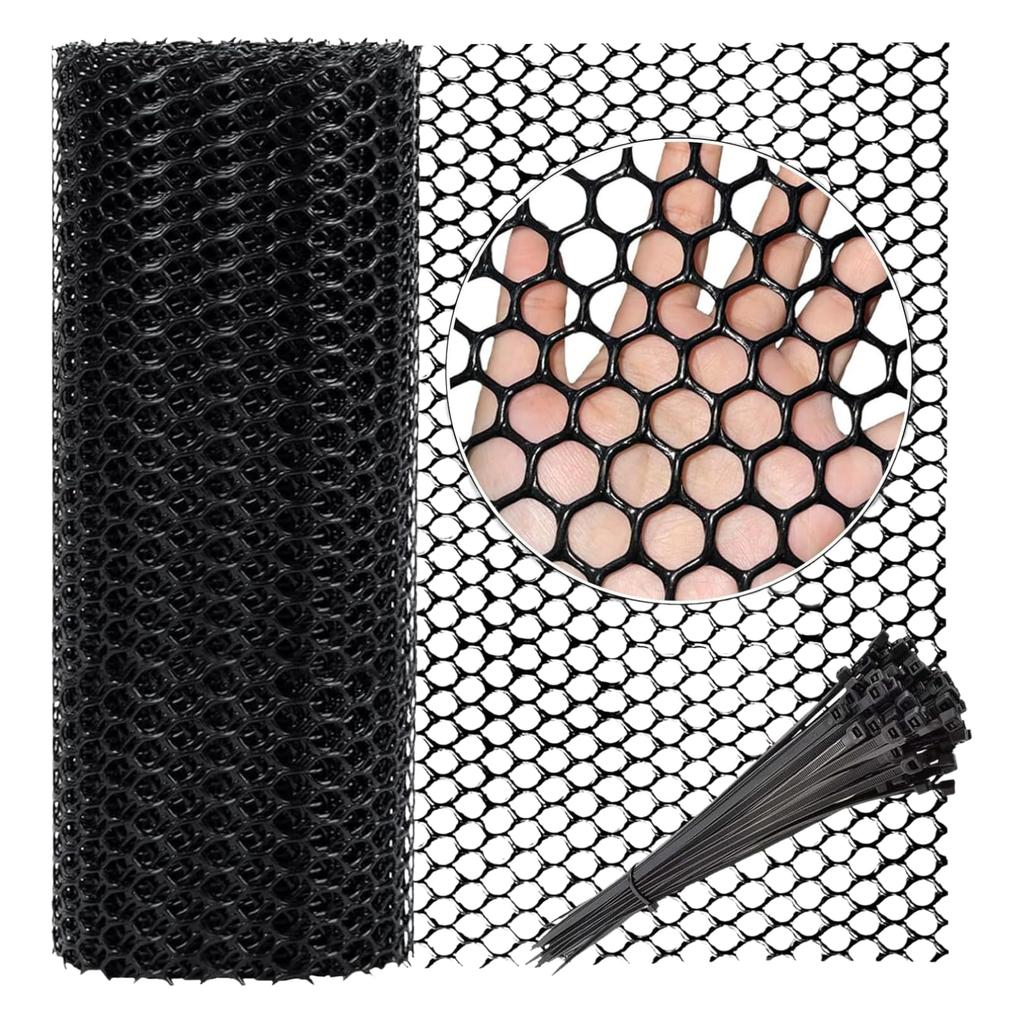 PLEAVIT Fall Prevention Net, Safety Plastic Net for Children, Toddlers, and Cats, Black, 100cm X 10m, Includes Cable Ties