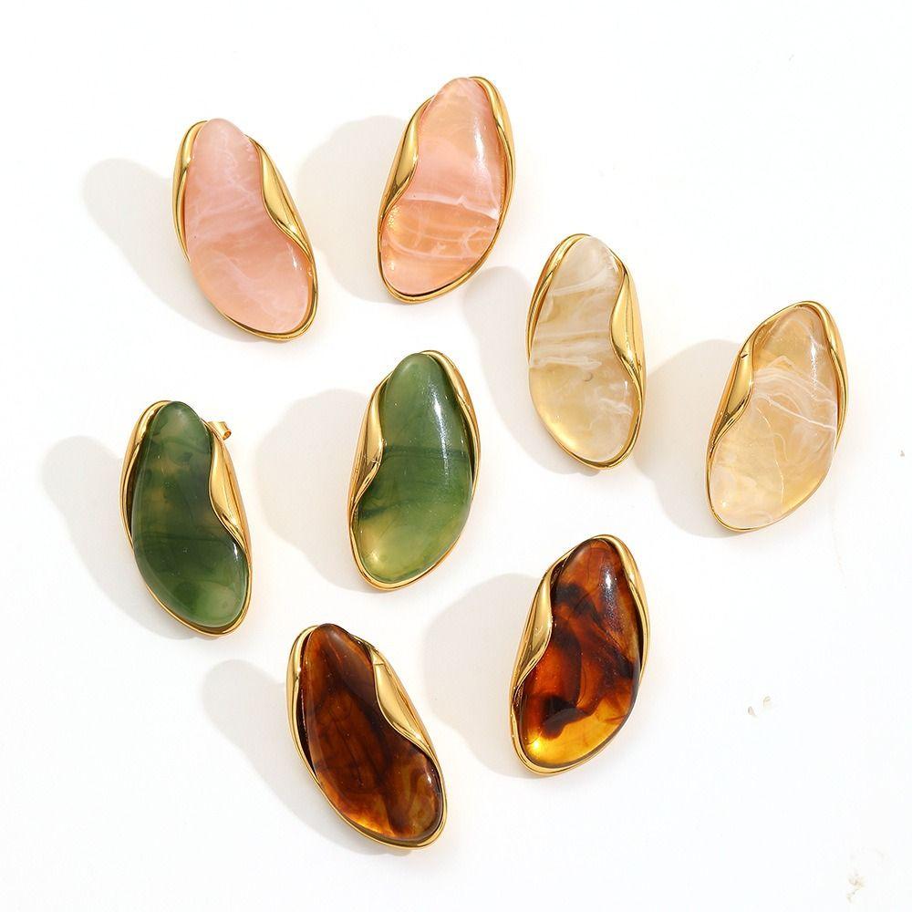 Stainless Steel Acrylic Teardrop Earrings Lightweight Chunky Hoop Earrings  Women's Accessories