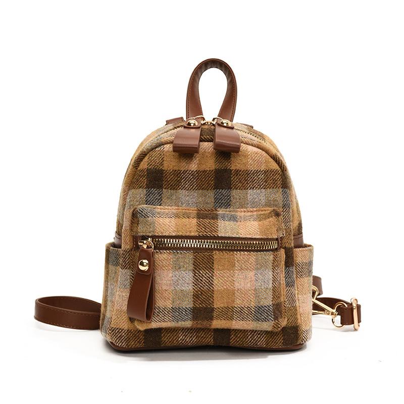 

Женская сумка осень-зима новая мода универсальный простой замшевый рюкзак женский ретро колледж клетчатый рюкзак