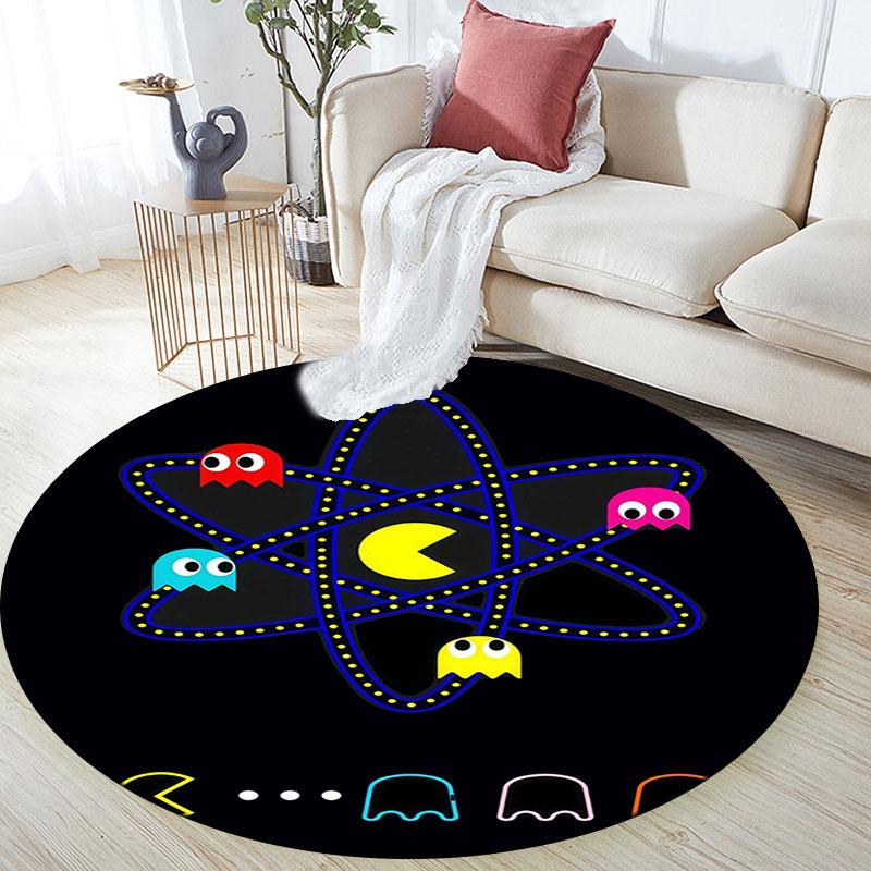 Pac‑Man Pattern Round rug,Carpet Rug for Living Room Bedroom Playroom ,Non-slip Floor Mat,Holiday Gifts and Birthday Gifts.