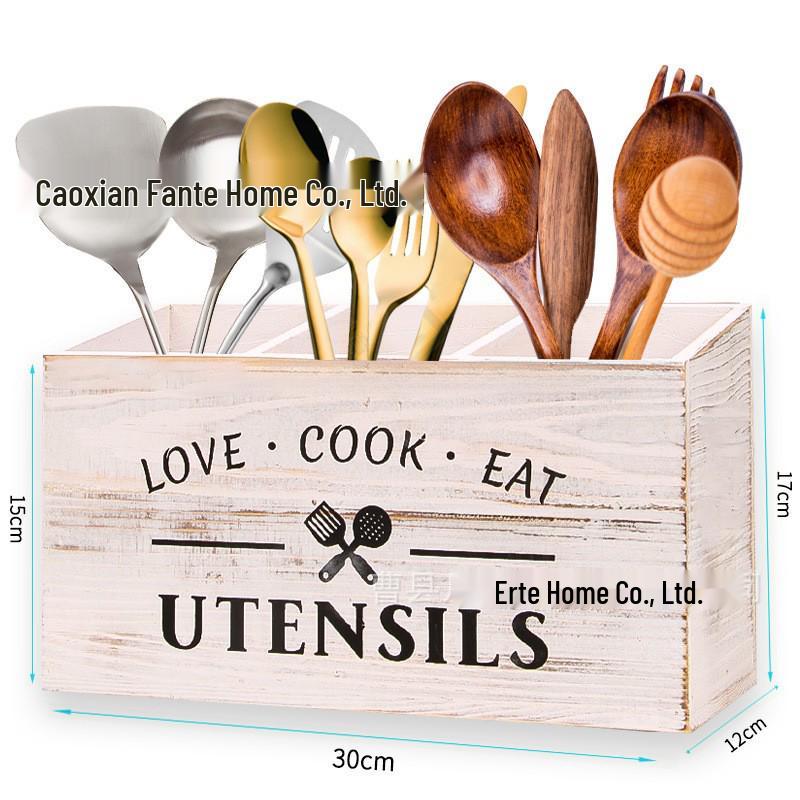 Wooden Kitchen Countertop Cutlery & Utensil Organizer