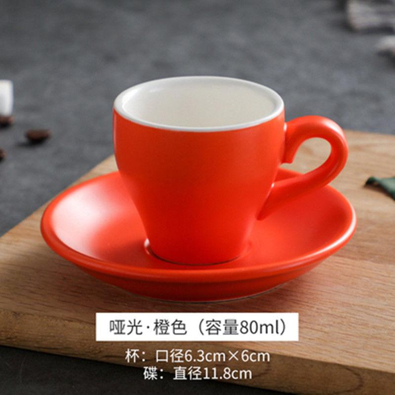 Thickened Ceramic Coffee Cup Set 80ML Italian Espresso Cup Plate Small Cup Colorful with Plate Spoon Drinkware