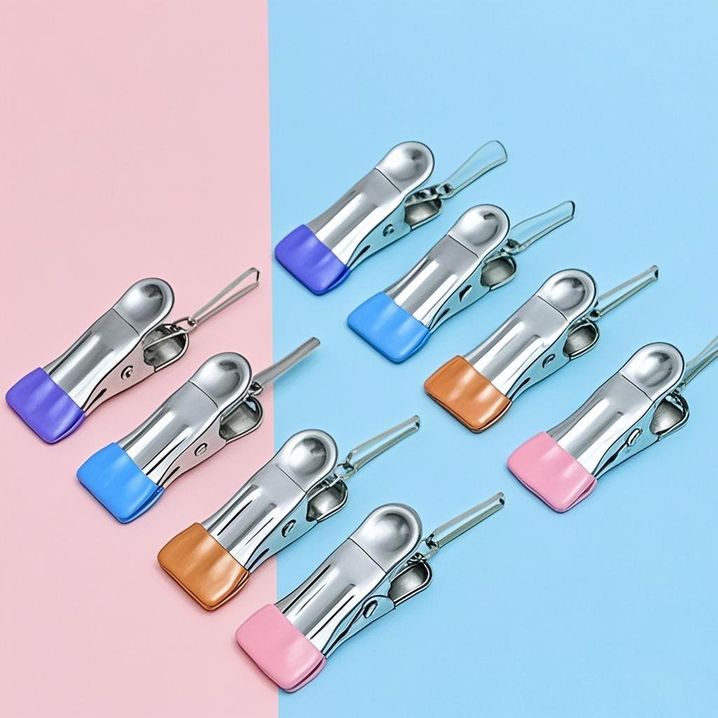 Stainless Steel Rubber-Coated Clips for Clothing & Accessories