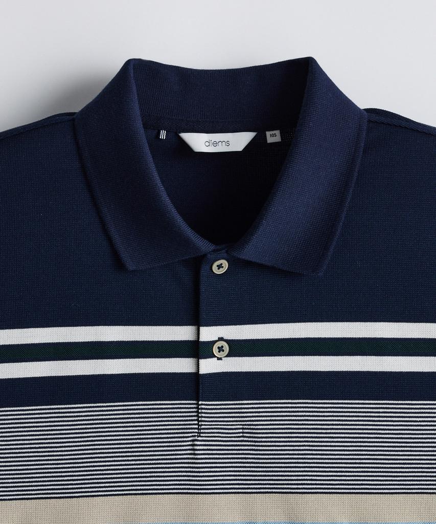 STCO Diems Ripple Weave Striped Round Short Sleeve T-Shirt_Navy (Classic Fit)_Dtsxb13Ctn