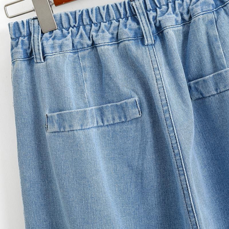 Plus Size Women Jeans Pants Denim Female Elastic Basic Blue High Waist Trousers Oversize Fashion New Pants