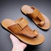 Fashion High Quality Summer Mens Casual Leather Slippers New Outdoor Walking Slippers Fashion Soft Bottom Casual Beach Antiskid Slippers