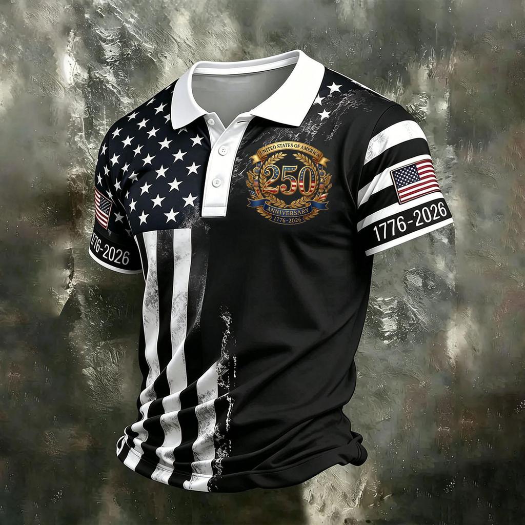 Men's Casual Quick Dry Mesh Golf Polo Shirt Short Sleeve Moisture Wicking Lightweight Breathable Letter Print Top for Outdoor Sports Activities