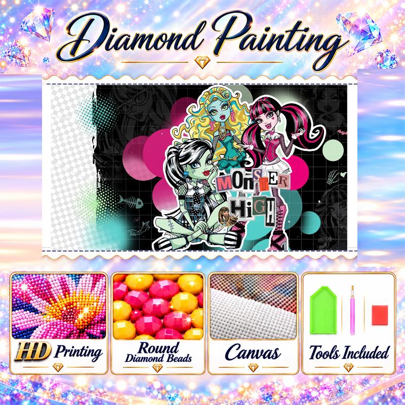 Monster High Diamond Painting Kit 5D Full Drill DIY Diamond Mosaic Wall Art Home Decor