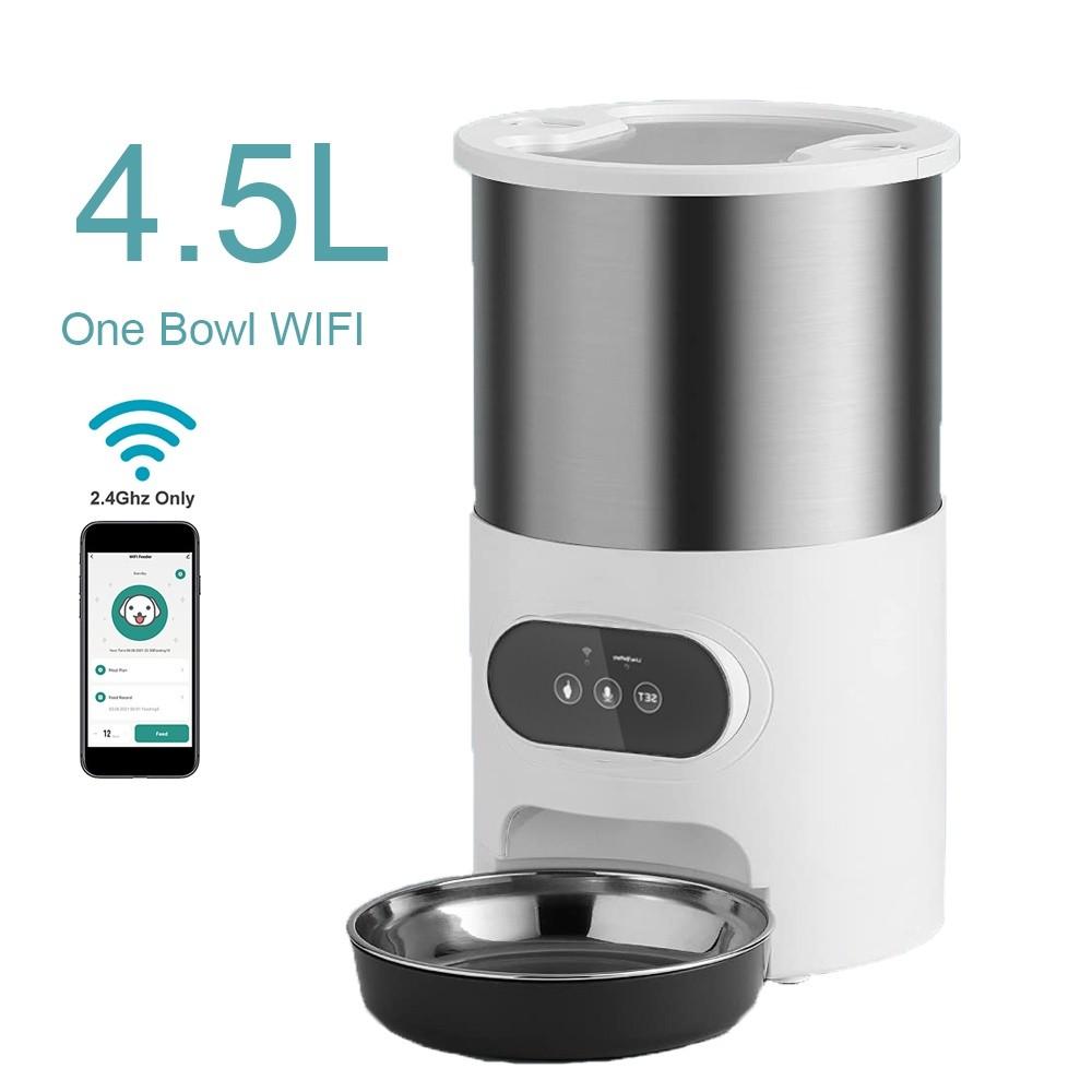 Chytrý Automatický Wifi Podavač pro Domácí Zvířata Kočka Pes & Králík Dávkovač Krmiva Velká Kapacita Nerezová Miska na Krmivo