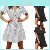 Timeless Ladies Womens Polka Dot V-neck Short Sleeve Summer Shirt Dress In Premium Quality