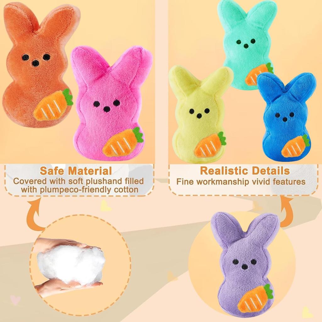 6-24Pcs Easter Bunny Plush Easter Rabbit with Carrot Stuffed Animals Adorable Easter Basket Easter Bunny Decorations for Kids