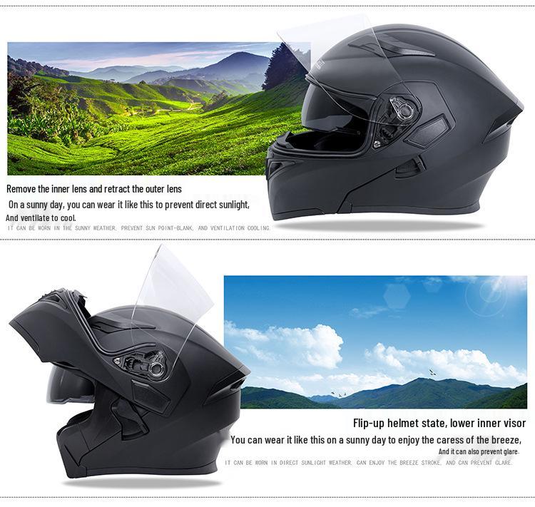 Jiekai DOT Standard Flip-up Double Visor Men's All-Season Motorcycle Helmet