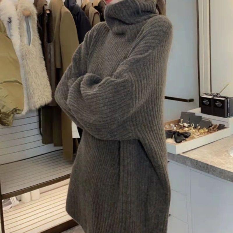 

2025 Women s High Neck Knit Sweater - Mid-Length, Hip-Covering, Loose Fit, Autumn/Winter Thickened Base 2XL кавовий