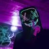 Halloween Party LED Illuminated Black V Shape Mask Haunted House Bar Party Cos Light Up Mask Halloween Party Scary Mask Decor