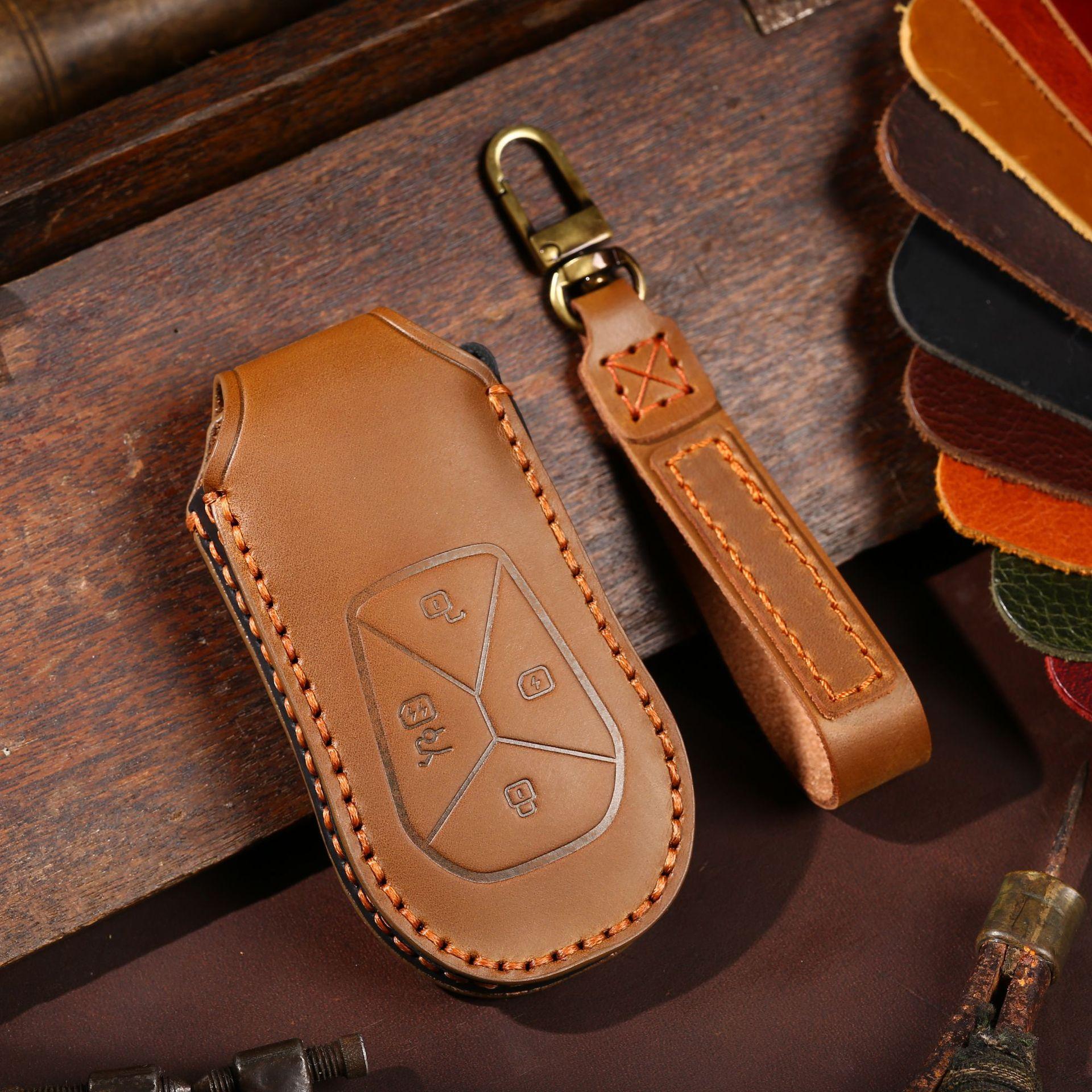 

Suitable for 22 Xiaopeng P7 key sets, 21 P5 special car g3i key bags, high-grade leather protection коричневый