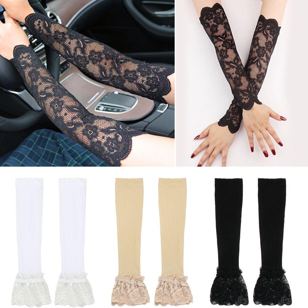 Ochrona przeciwsłoneczna Osłona na ramię z filtrem przeciwsłonecznym Rękawiczki bez palców z koronki Rękawy damskie Rękawy oddychające