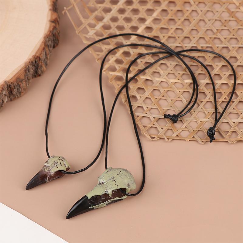 3D Goth Raven Skull Necklace Resin Replica Raven Crow Gothic Gift Halloween Raven Skull Necklace  Jewelry