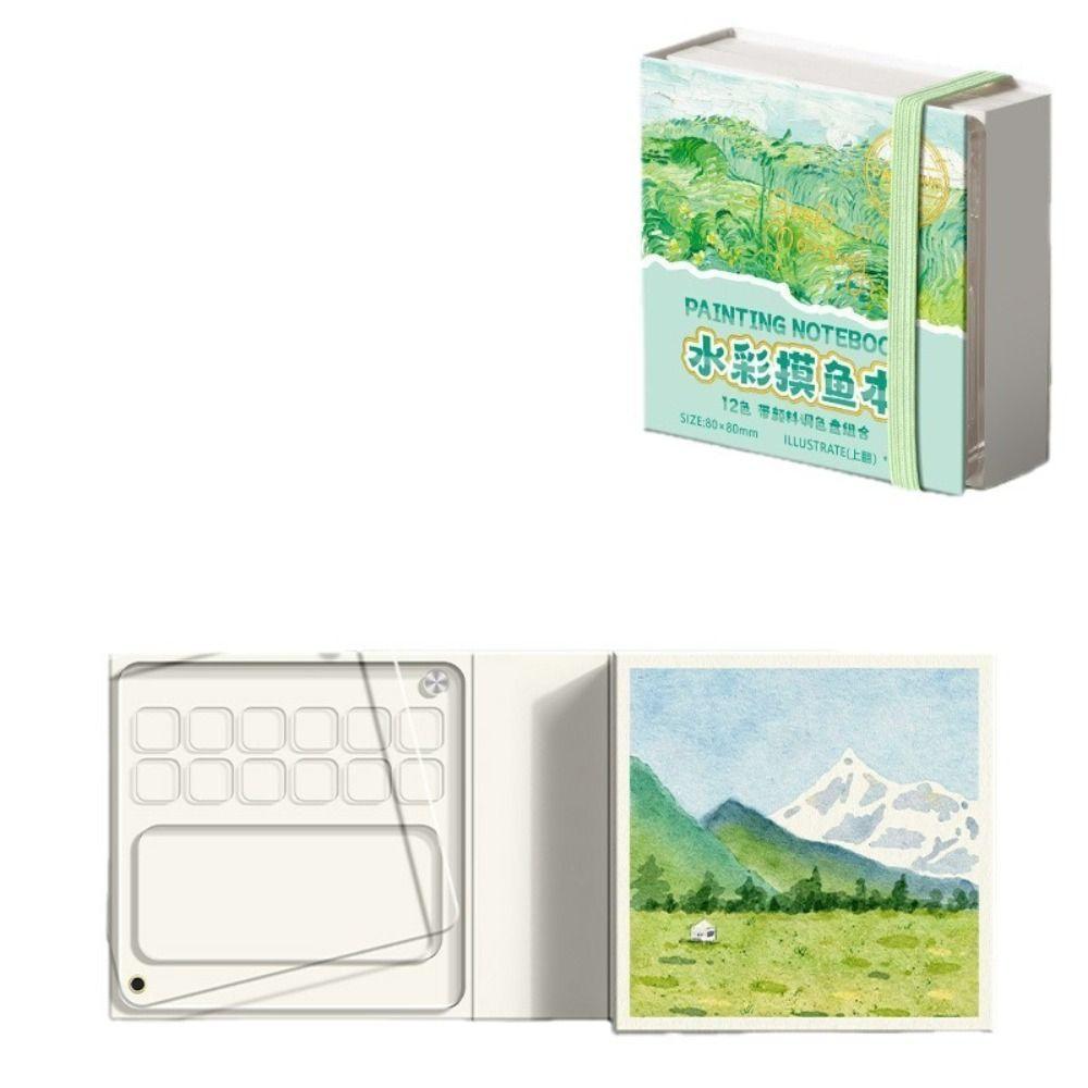 Grid Paint Box Tearable Painting Book Travel Watercolor Palette Paint Palette Notebook