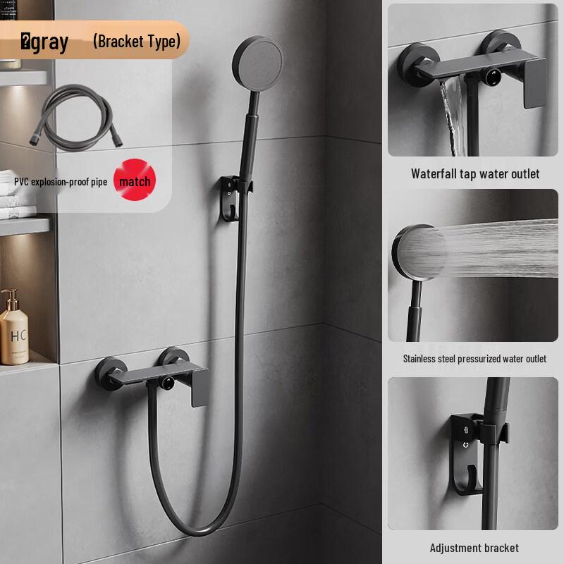 TLXT Gunmetal Grey Shower and Bathtub Faucet Set