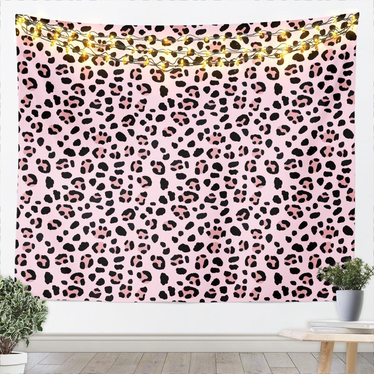 Tapestry pink leopard wall wild 75x100