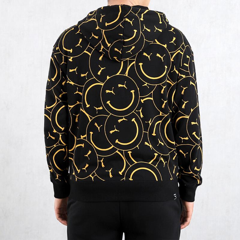 Puma Club AOP Full-Zip Smiley Print Hooded Jacket Men Jackets Black 530161-01