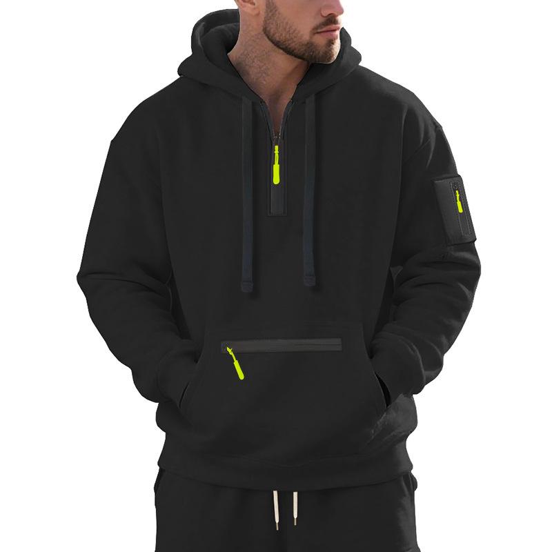 Mens Thickened Fleece Lined Hooded Pullover Casual Sports Sweatshirt