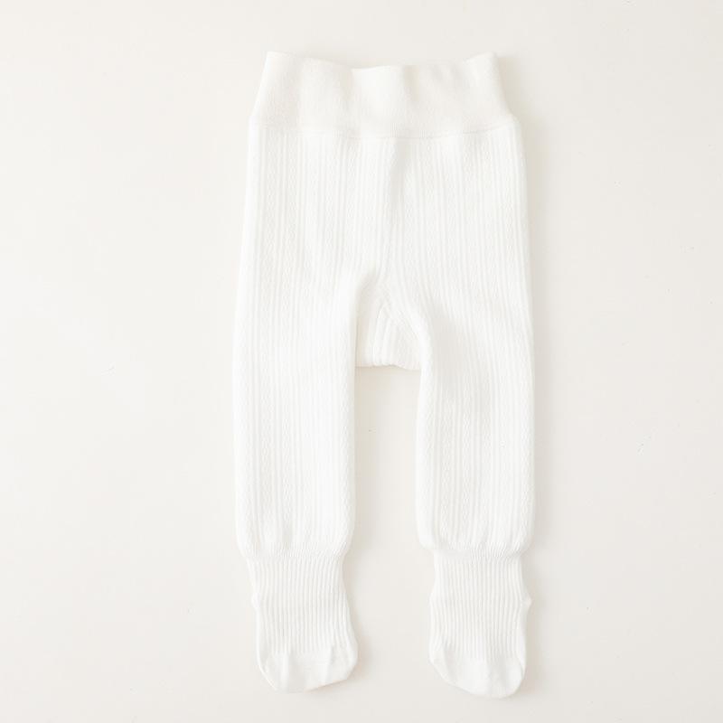 6-Month-Old Baby Winter Fleece White Base Pantyhose For Children Aged 5, Thick Solid Color Warm Pantyhose
