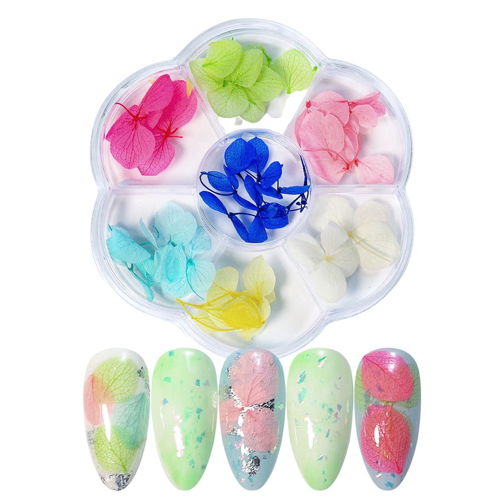 

1 коробка сушеных цветов 6 сеток для ногтей украшения своими руками нейл-арт накладные цветы для женщин маникюр своими руками для ногтей