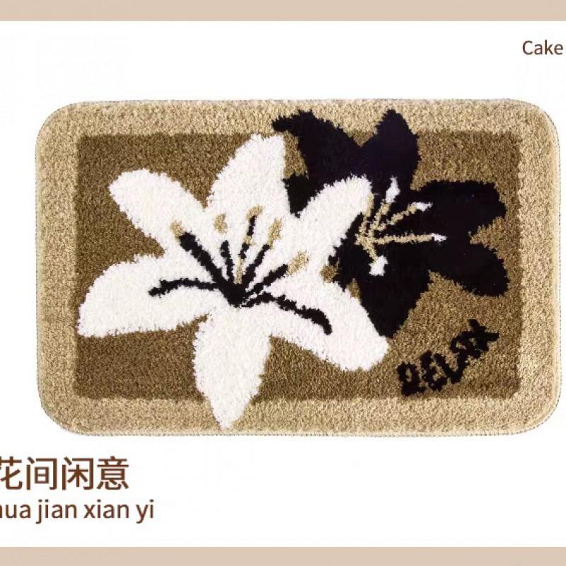 Soft Faux Wool Bath Mat Bathroom Entryway Non-Slip Floor Rug Modern Minimalist Style Washable Plush Doormat