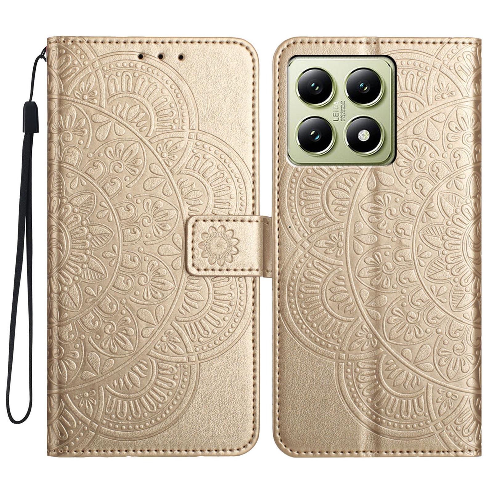 For Xiaomi 14T Leather Case with Card Slots Mandala Pattern Phone Cover Stand D