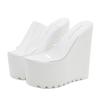 Fashion 16CM Summer Concise Clear Transparent Peep Toe Platform Wedges Slippers Sandals Women Fashion High Heels Runway Shoes