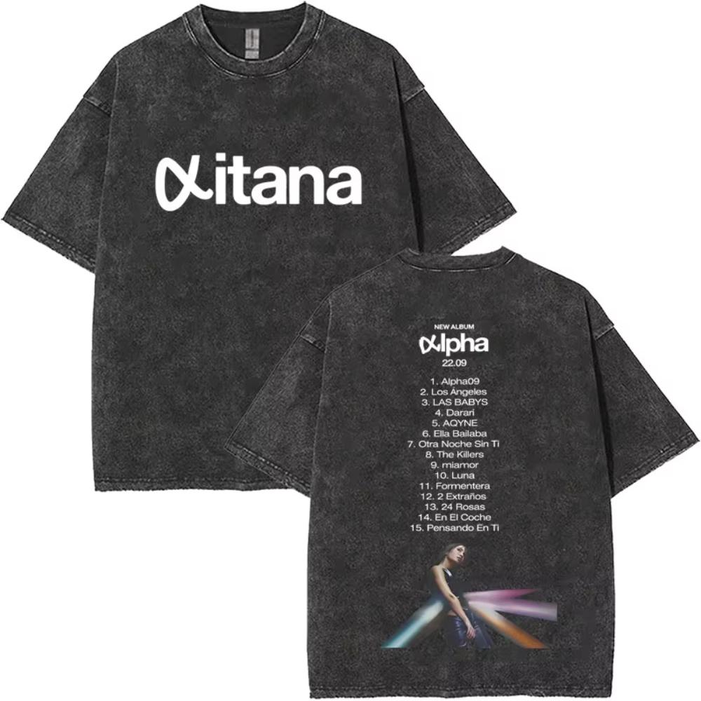 I Love Aitana CUARTO AZUL Washed Vintage Tshirt Men Women Fashion Pop Music TShirts Unisex Casual Oversized Short Sleeve Tshirt