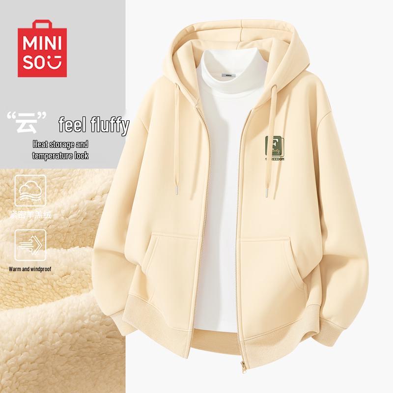 

MINISO Men s Warm Lamb Wool Lined Hooded Sweatshirt 2XL