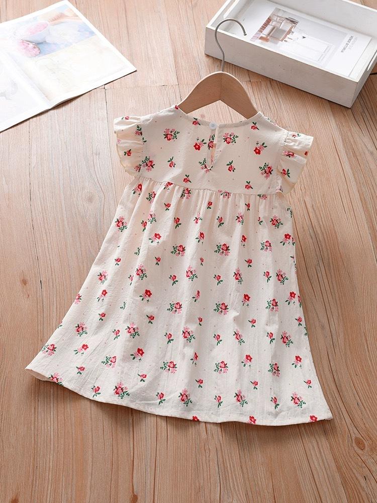Girls Summer Cotton Floral Sleeveless Dress Casual Versatile Princess Dress For Kids 90cm