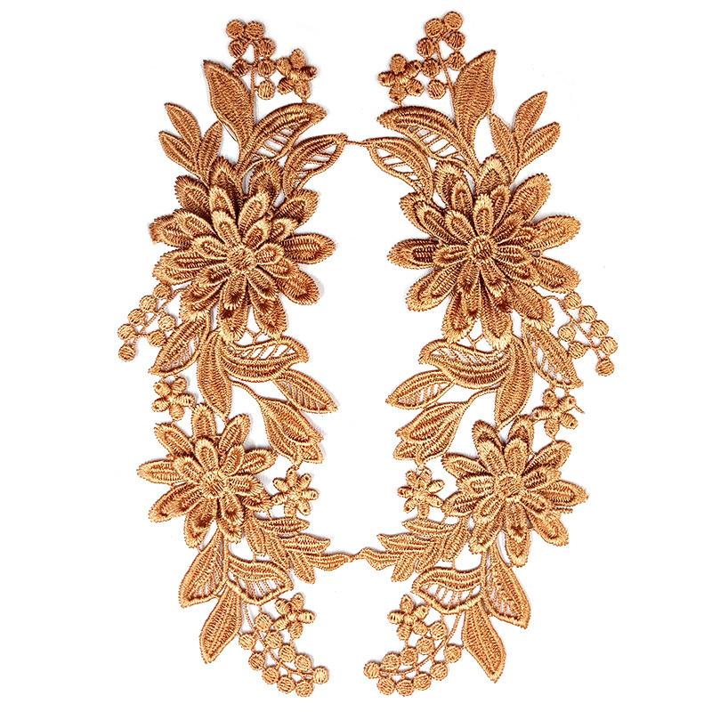 1 Paar Geborduurde Applicaties 3D Bloem Applicatie Voor Kleding Tas Kant Bloem DIY Hol Prachtige Badges Accessoires 23X8cm