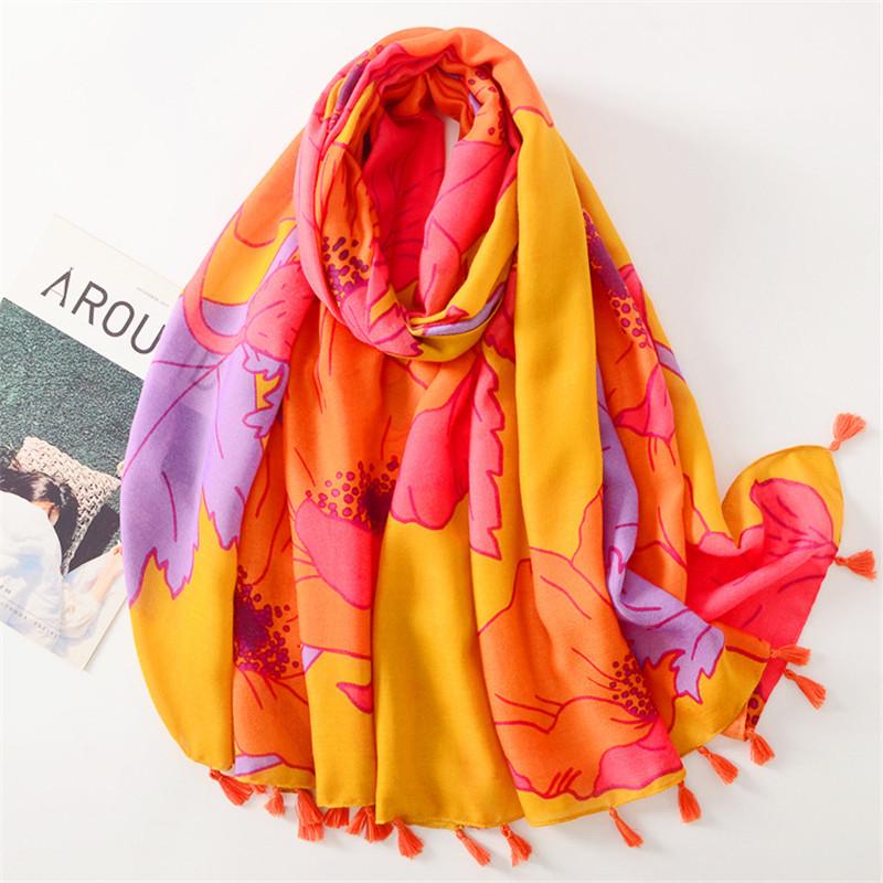 Fashion Women Spring Autumn Viscose Scarf Shawl Luxury Aztec Geometric Tassel Pashmina Stole Wrap Echarpe Foulards Muslim Hijab