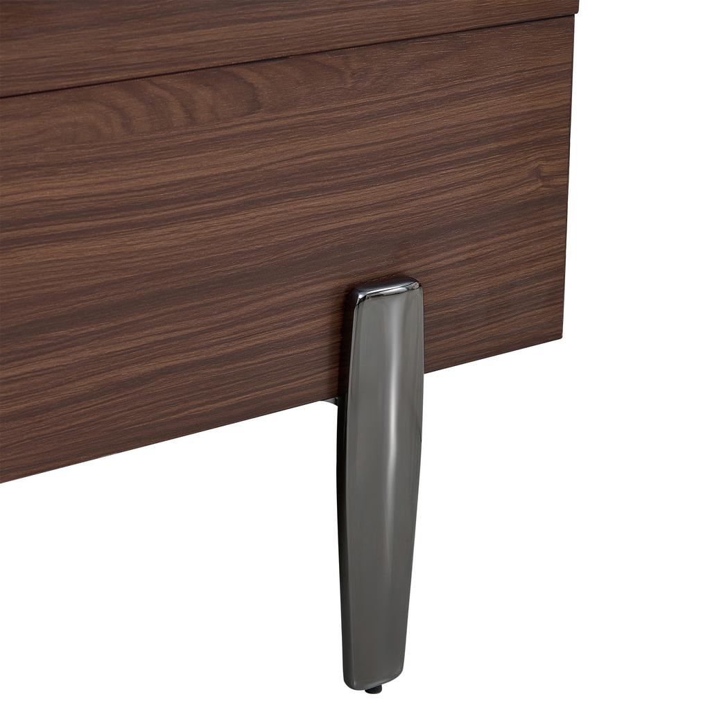 Modern Coffee Table with Drawers & Glass Top – Dark Brown Wood Design, Wood Grain in Marble Look, Metal Legs & Lots of Storage Space for Living Room