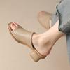 Fashion Hot Sale Summer Women Slippers Vintage Fashion Thick Heel Sandals Women's Open Toe Solid Color Comfortable Middle Heel Slides
